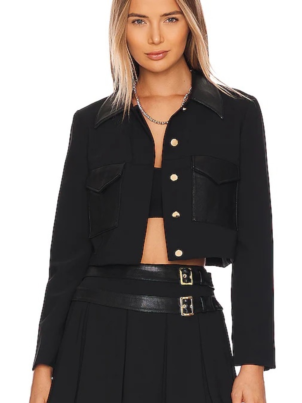 Amanda Uprichard Cropped Black Sanders Jacket